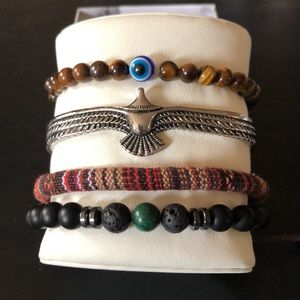 Stacked Stainless Steel Eagle Spiritual Beads Combo Bracelet
